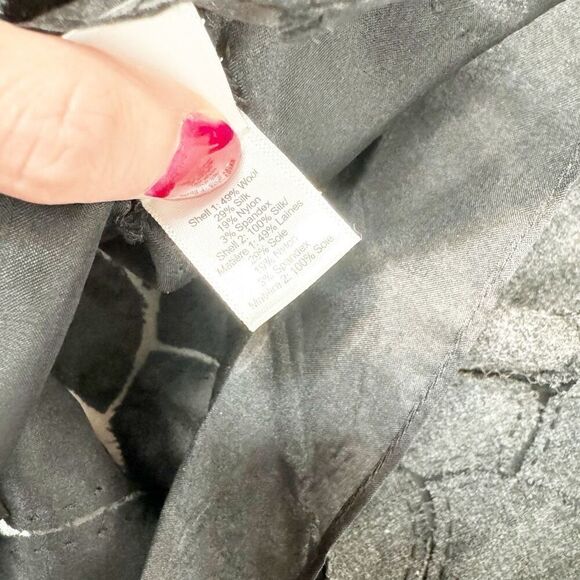 Lavender Label Vera Wang Grey Wool Silk Floral and Mesh Detail Pencil Skirt Sz 4 - Picture 9 of 11